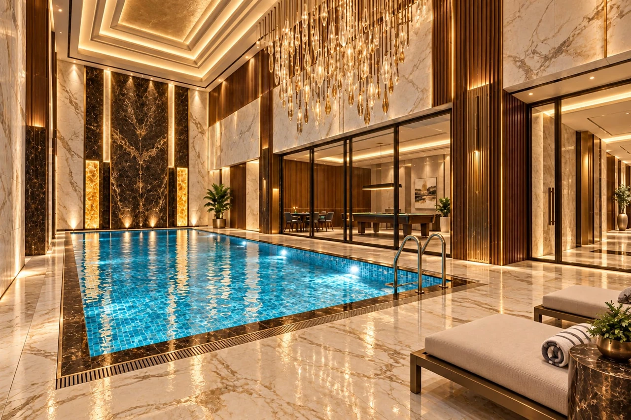 Pool amenity design visualisation — project render